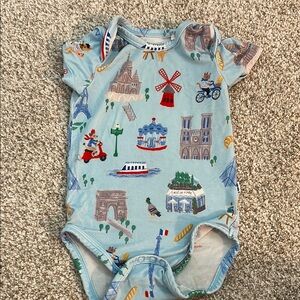Little Sleepies Blue Paris Baby Onesie